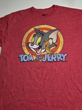 Tom and Jerry Red Graphic Short Sleeve Tee